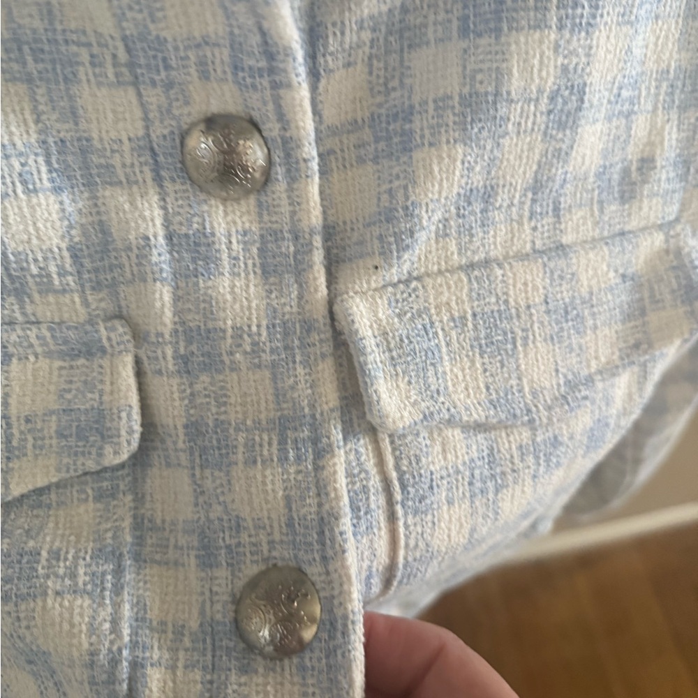 NWT Zara Women's Blue Plaid Gingham Jacket - Picture 8 of 9
